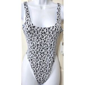 Good American Always Fits Modern Tank Swimsuit Women's XXS/XS Glass Leopard NWT